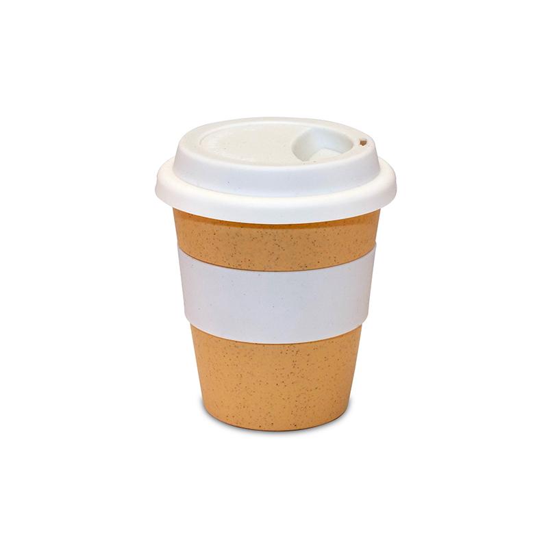 White Colour Wheat Straw Cup With Silicon Lid And Bond